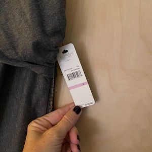 Charcoal knit dress with stunning neck line -